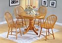 5pc Country Style Oak Finish Wood Round Dining Table +4 Windsor Chair Set