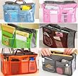 12 Pockets Insert Travel Organiser Handbag Organizer Bag - Grey, Blue, Green, Pink, Wine red, Orange (Wine red)