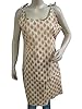 Summer Tunic Beige Block Print Women's kurta L