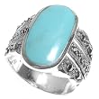 Sterling Silver Marcasite Rings with Turquoise - Sizes: 6-10