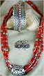 Silver & Coral Earrings