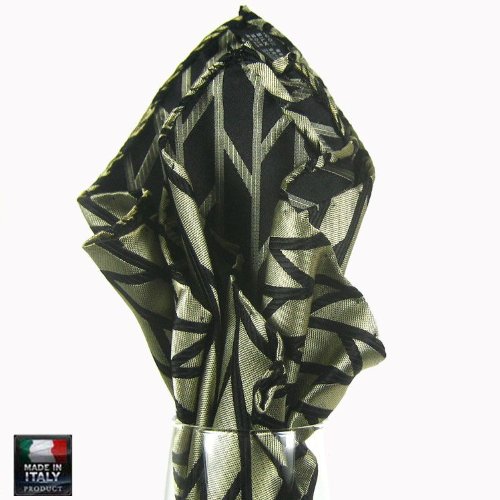 Ecru - Black - Italian Silk Pocket Square