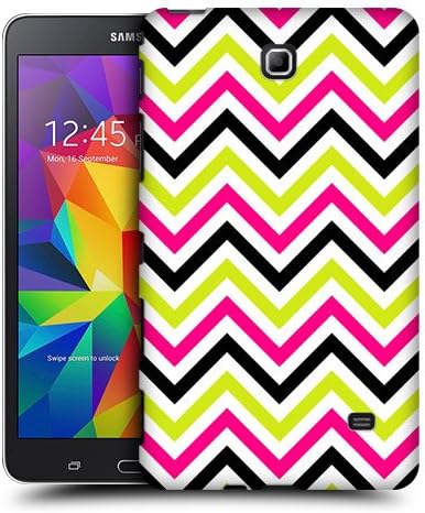 Head Case Designs Pink And Lime Neon Chevron Protective Snap-on Hard Back Case Cover for Samsung Galaxy Tab 4 7.0 T230 T231 T235