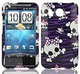 HTC Inspire 4G Accessory - Purple Skull with Bow Ribbon Protective Hard Cas ....