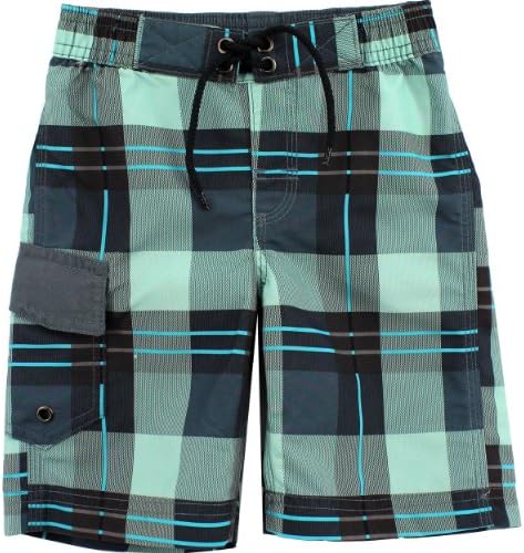 Boys Board Shorts 1206017B (Grey-"Plaid", 7)