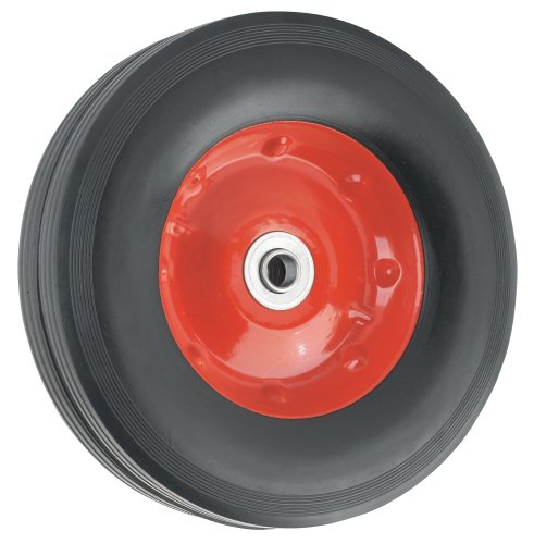 Waxman 4134655 10-Inch Steel Hub Wheel with a Symmetrical Steel Hub, Black Tire and Red Rim