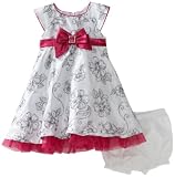 Nannette Baby-girls Infant Shangtung Dress With Floral Print, White, 24 Months
