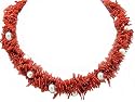 18 Inch Genuine Pearl and Red Coral Necklace