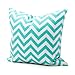 Lavievert Decorative Cotton Canvas Square Throw Pillow Cover Cushion Case Handmade White and Cyan Chevron Stripe Toss Pillowcase with Hidden Zipper Closure 18 X 18 Inches (For Living Room, Sofa, Etc)