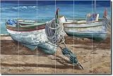 Fishing Day by Ginger Cook - Artwork On Tile Ceramic Mural 17 x 25.5 Kitchen Shower Backsplash