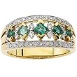 14K Yellow Gold Emerald and Diamond Ring/Anniversary Band