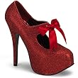 Bordello Women's TEEZE-04G, 5 3/4" Heel Glitter Platform W/Ribbon Bow Tie