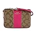 Coach Signature PVC and Leather Small Wristlet Khaki/Pink Ruby