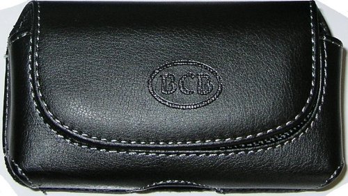 Leather Case Holster Cover Side Pouch with Belt Clip for Verizon Apple iPhone 4 - BCB Brand (Black)