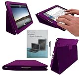 IPAD 2 PURPLE LEATHER CASE COVER TYPING STAND WITH MAGNETIC SLEEP SENSOR & BONUS IPAD2 SCREEN PROTECTOR & STYLUS