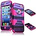 BasTexWireless Bastex Heavy Duty Hybrid Case for Apple Iphone 5c - Hot Pink Silicone / Purple & Green Diamond Chevron Tribal Aztec Hard Shell