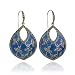 Sterling Silver Marcasite and Blue Epoxy Leaf Earrings