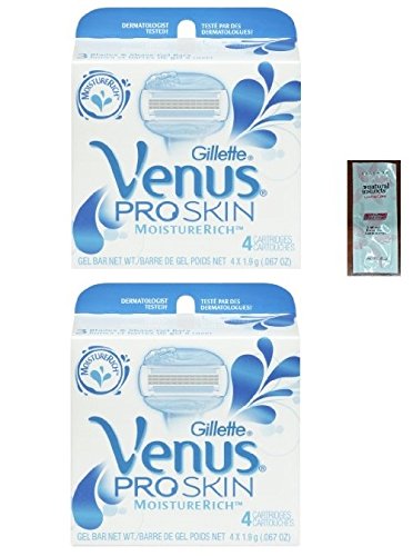 GlLLETTE Venus Pro Skin Refill Razor Blade Cartridges, 8 Count (2 Packs of 4) w/ Free Loving Care Conditioner Packette