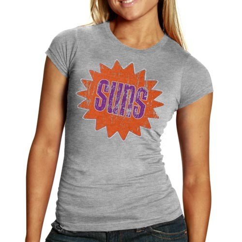 Phoenix Suns Ladies Ash Distressed Logo Triblend T-shirt (X-Large)