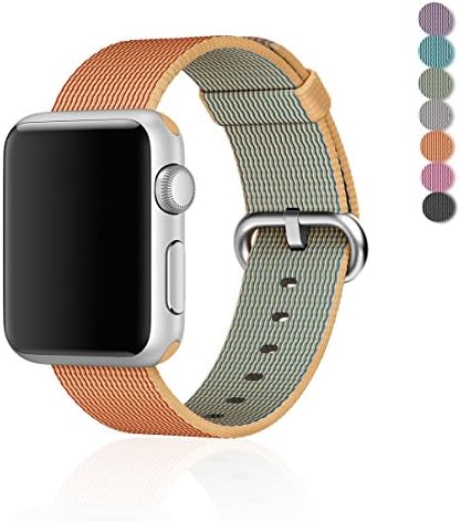 2016 Apple iWatch Band,WEYNG 38mm Latest Fine Woven Nylon Replacement Wrist Band Strap Classic Watchband for Apple iWatch 2016 (38MM-Gold/Red)