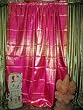 2 Magenta Gold Brocade Silk Sari Saree Curtains Drapes Panel Window Treatment Rod Pocket 96"