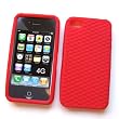 Apple iPhone 4 & 4S Skin Case Protector (AT&T) Soft Silicone "Basket Weave Texture Grip" Red