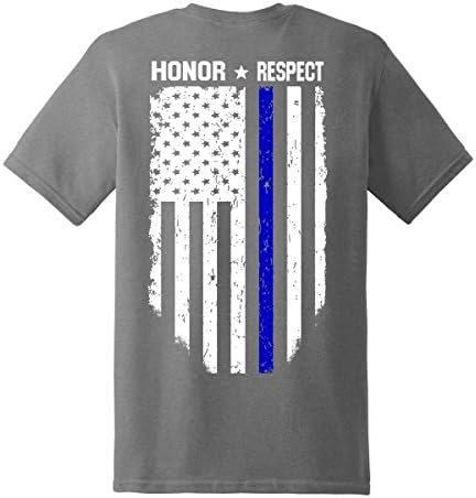 Adult American Flag T Shirt Thin Blue Line T Shirt Large Sports Gray