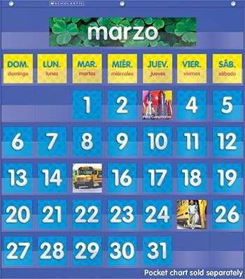 Spanish Monthly Calendar Pocket Chart Add Ons By Teachers Friend