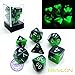 Bescon Two-Tone Glow-in-The-Dark Polyhedral Dice Set Spooky Rocks, Luminous RPG Dice Set d4 d6 d8 d10 d12 d20 d% Brick Box Pack