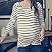 AsherFashion Women's White Black Striped Loose T-Shirt Tops US 2-6