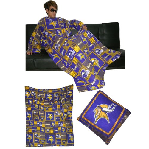 Nfl Minnesota Vikings Throw Blanket With Sleeves That Folds Into A