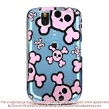 Blue with Pink Skulls Design Snap-On Cover Hard Case Cell Phone Protector for BlackBerry 9630 Tour