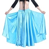 Dance Fairy 2014 bright sexy Lake blue satin swing long dress for belly dance dance team