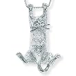 PalmBeach Jewelry Sterling Silver Cat Charm Pendant and Chain 18"