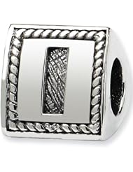 Reflection Beads Silver Letter I 3 Sided Alphabet Block Bead