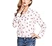 Promithi Womens Long Sleeve Lip Printing Lapel Chiffon Shirt Bottom Shirt