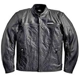 Harley-Davidson® Men's FXRG® Perforated Leather Jacket. Reflective piping. Graphics 5-year warranty. 98521-09VM
