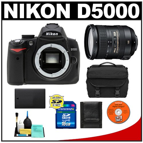 Nikon D5000 Digital SLR Camera Body with Nikon 18-200mm VR II DX AF-S Zoom Lens + 16GB Memory Card + Spare EN-EL9 Battery + Case + Cameta Bonus Accessory Kit