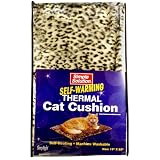 Simple Solution Self-Warming Thermal Cat Cushion, 19 Inch by 23 Inch, Leopard Print, Beige
