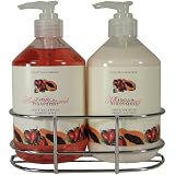 Papaya Strawberry Tropical Fruits Caddy with Anti Bacterial Soap and Lotion