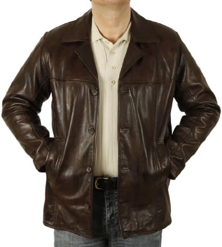 Gents Chocolate Brown Four- Button Leather Jacket Medium