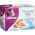 Whiskas Purrfectly Fish Variety Pack (4-Tuna & Whitefish Entree, 3-Tuna Entree, 3-Sardine & Mackerel Entree) Food for Cats, 10-Count Packages (Pack of 4)