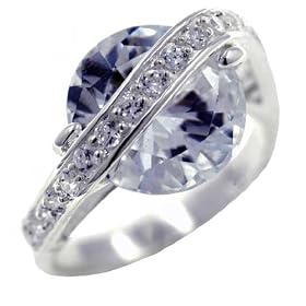 Size 7 Round Cz Entire Sterling Silver Jewelry Ring Fashion