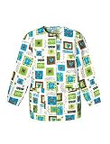 Cherokee Workwear HQ Womens Pink Ribbon, Love, Hearts and Peace Scrub Jackets (Assorted Prints, XS-5X)