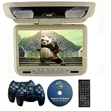 New Tan 9" Overhead Flip Down Roof Mount LCD Car Monitor Package With DVD Player Sony Laser Reader Lcd with 2 Wireless 32 bit game Controllers: Game Disk: B002QPD52W