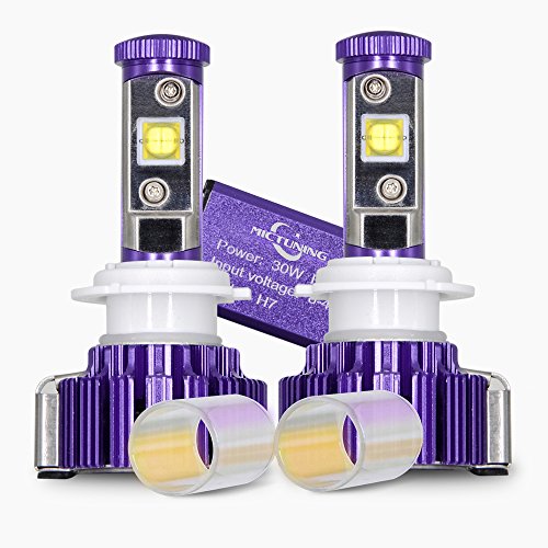 MICTUNING [LUMA+] H7 Cree LED Headlight Bulbs – 60W 6,000Lm White(6,000K)/Amber(3,000K) Plug & Play Conversion Kit (Pack of 2)