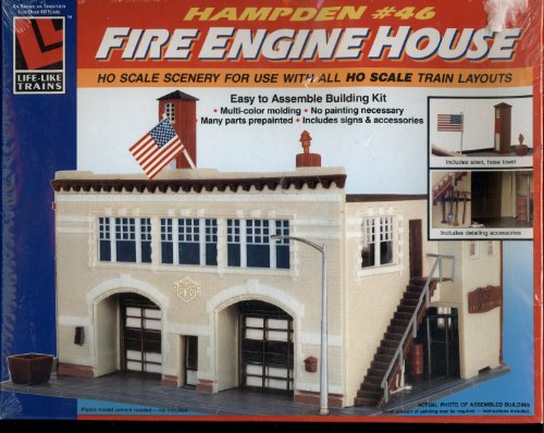 HO Scale Scenery - Hampden #46 Fire Engine House for use with all HO Scale Train Layouts-image