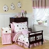 Pink and Brown Modern Polka Dots Toddler Bedding - 5pc set
