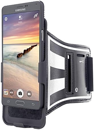Running Armband for Samsung Galaxy Note 4 by Fittense. Open Face Arm Band Ideal for Fitness Apps. Workout Band with Rotative Phone Holster. Sport Case for Running Jogging Exercise Fitness. Case Combo