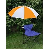 Orange White Clamp On Chair Umbrella for Aluminum or Canvas Folding Chairs